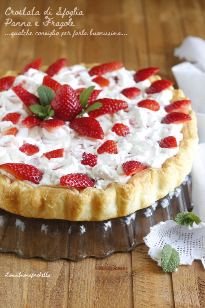 crostata di sfoglia panna e fragole