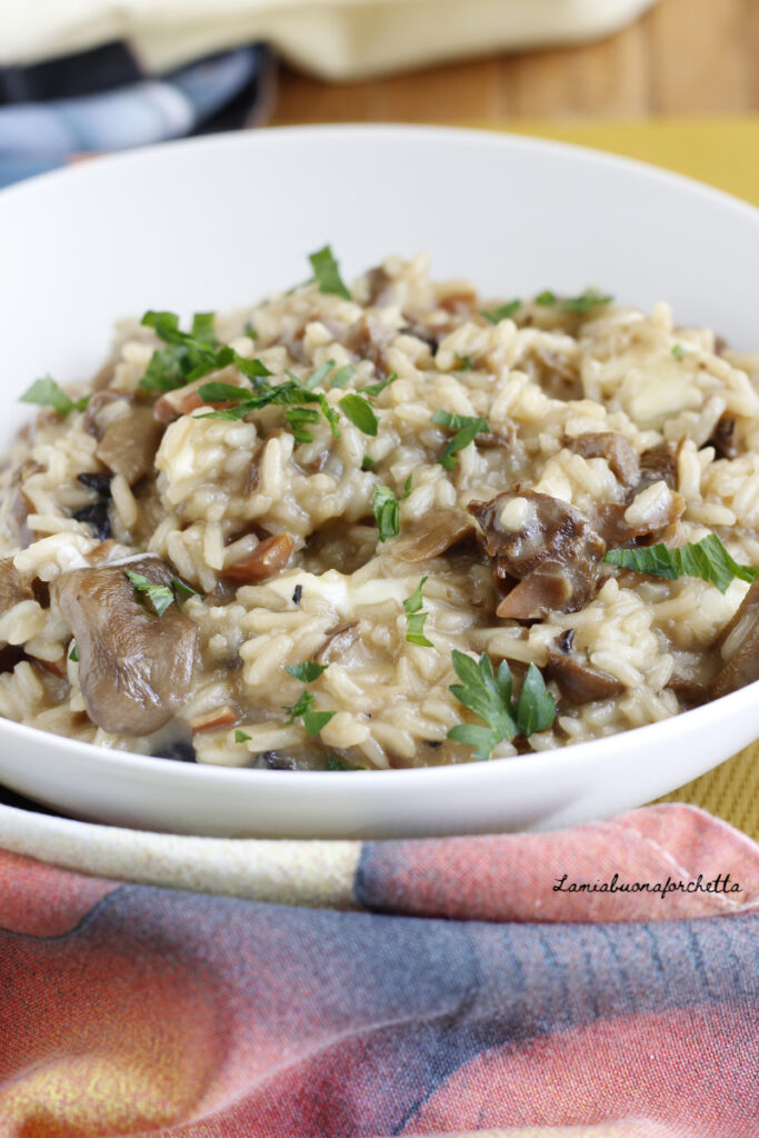 risotto ai funghi secchi e speck