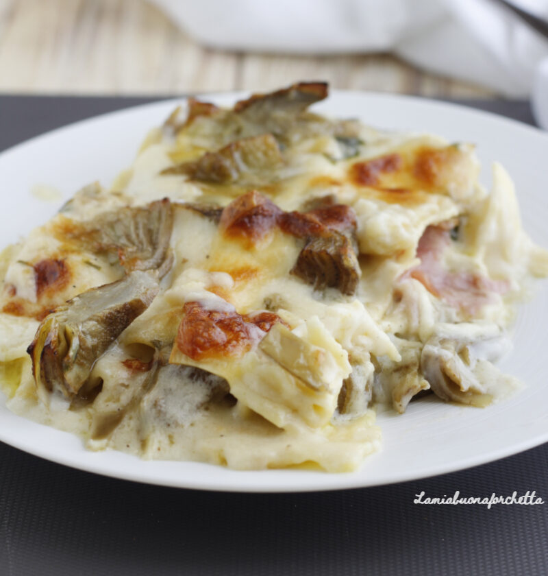 lasagne carciofi prosciutto e besciamella