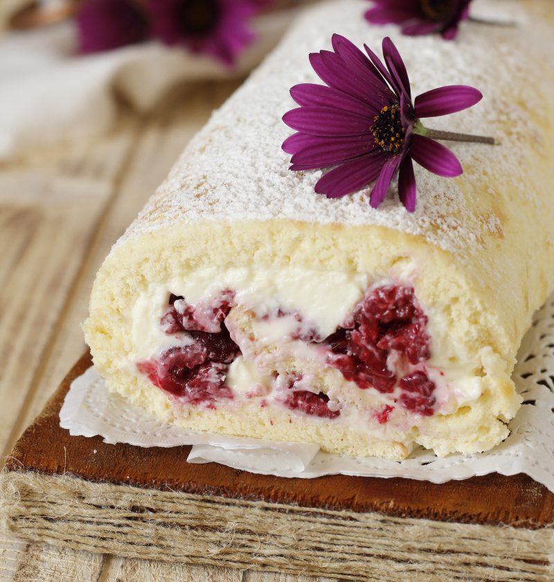 rotolo crema al limone e lamponi