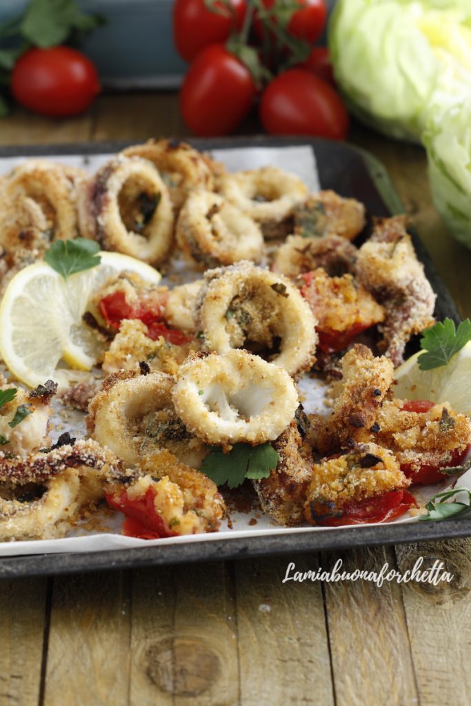 calamari e verdure gratinati al limone