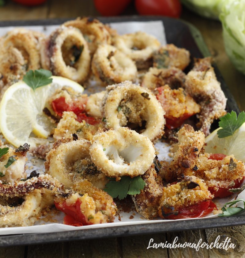 calamari e verdure gratinati al limone